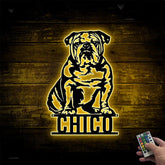 Custom English Bulldog Metal Sign Art Led Lights, Personalized English Bulldog Metal Name Sign, Bulldog Dog Lovers Metal Wall Art